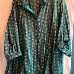 Anthropologie Maeve blouse. Hunter green print…holidays anyone? :). 2X. Tunic.